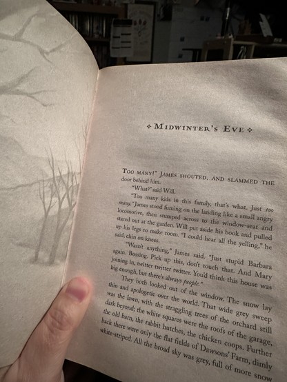 First page of The Dark is Rising, which starts on Midwinter’s Eve. 
