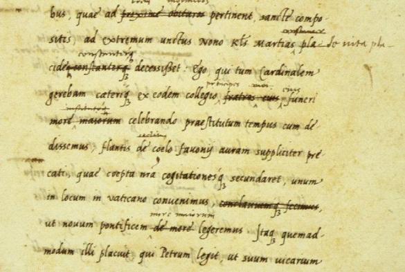 Manuscript of Pietro Bembo, the addressee of Lucrezia's letter, his hand much more similar to Machiavelli's or Pomponio Leto's, with crisply tight round italic slanting round segments and distinct, elegantly curved flags on f, l, g, p, q, b, d and y. You would not guess these hands are from the same time and place, and a computer certainly wouldn't!